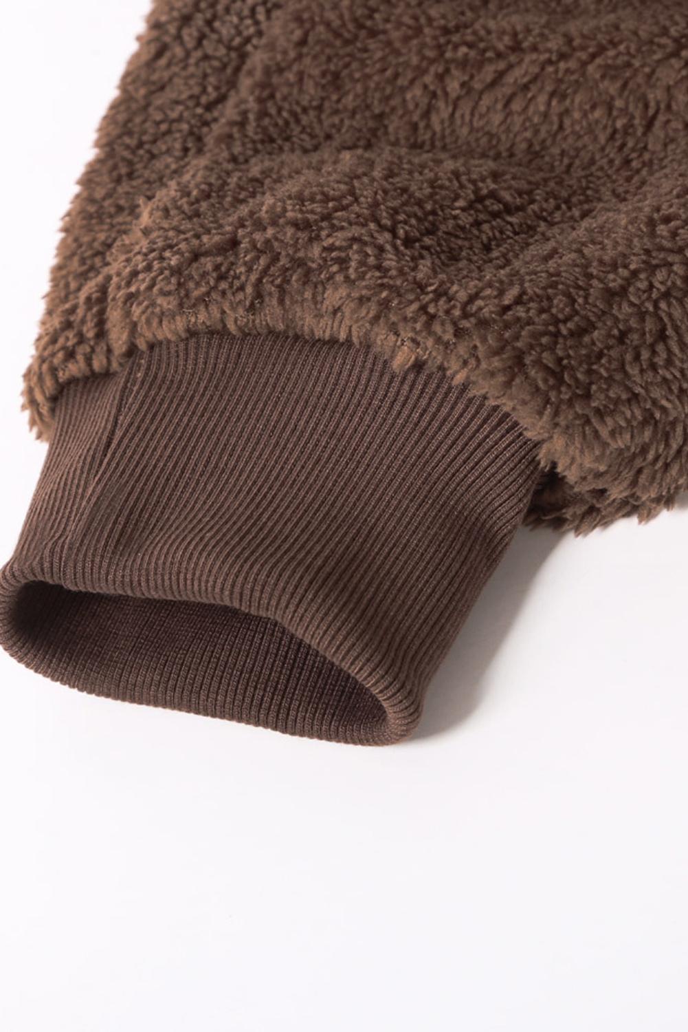 Brown Warm Furry Pullover Hoodie