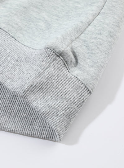 Gray Active Patchwork Detail Warm Winter Hoodie