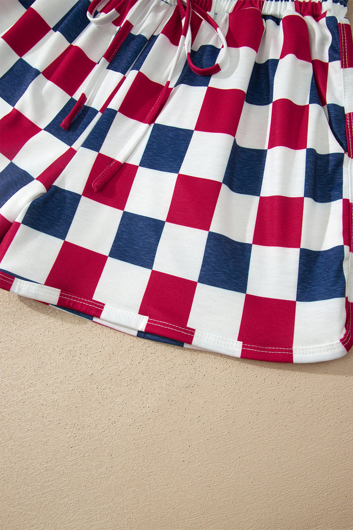 Red Independence Day Checkered Shorts