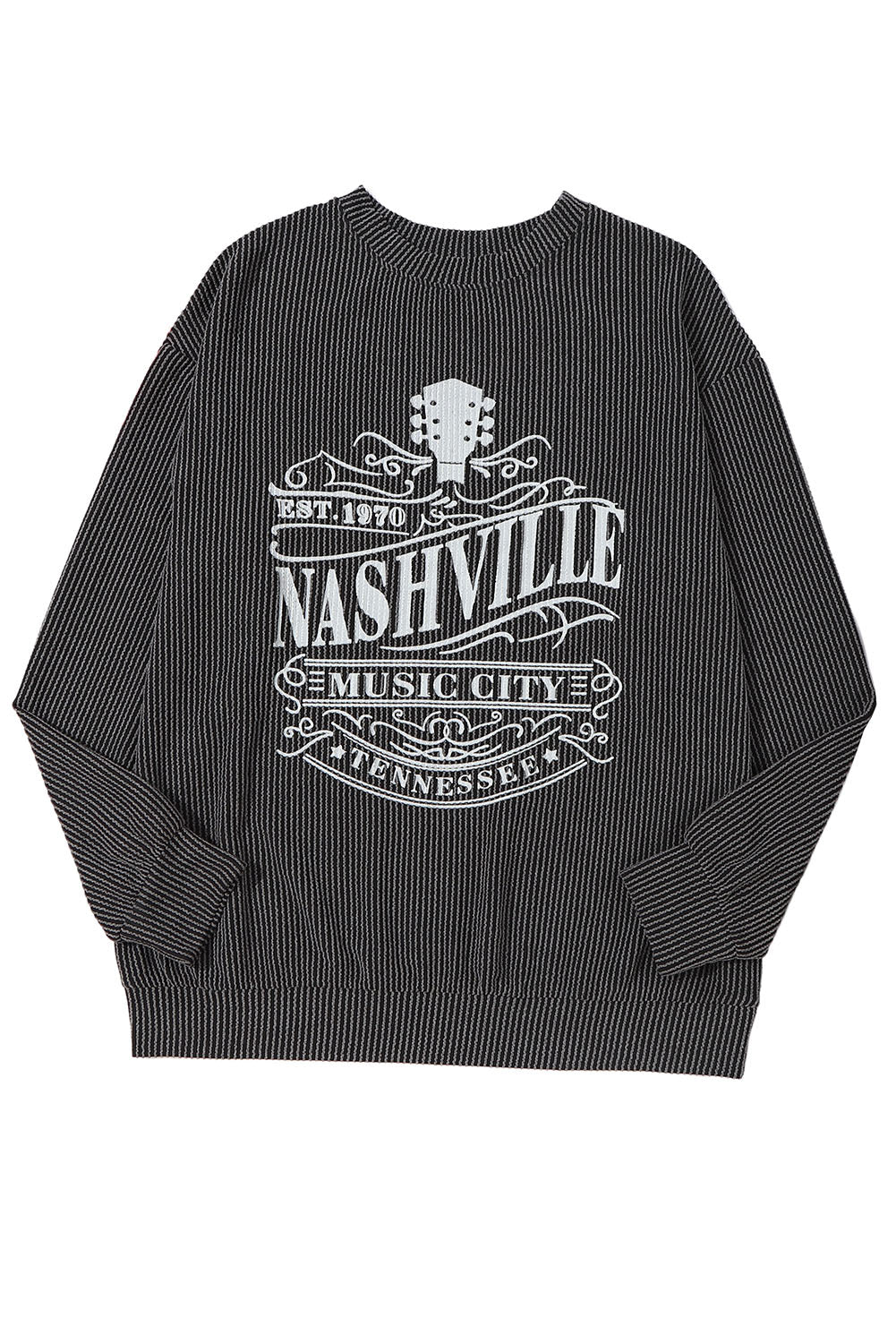 Black NASHVILLE MUSIC CITY Corded Graphic Sweatshirt