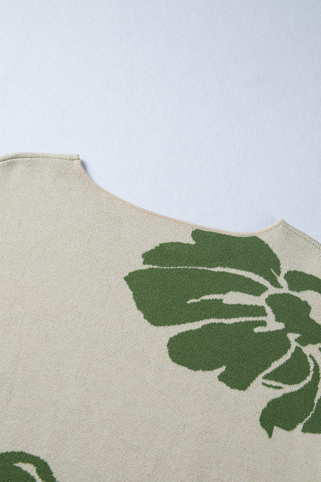 Green Bold Flower Pattern Wide Sleeve Baggy Sweater