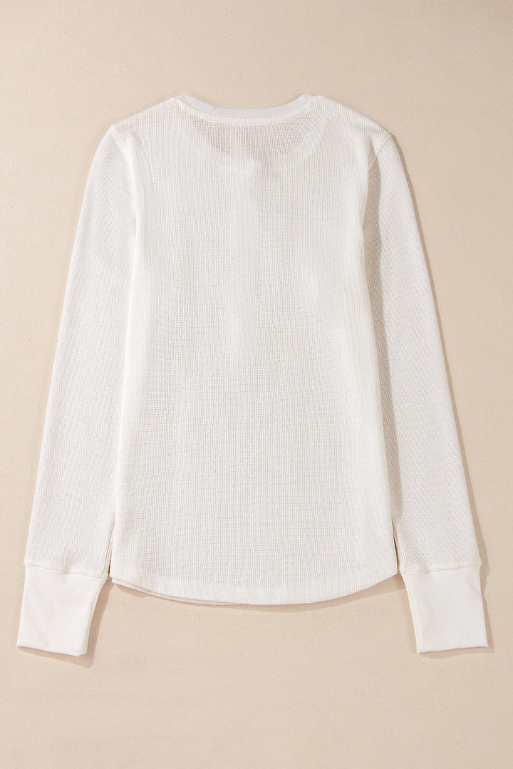 Teresa Color Waffle Half Long Sleeve Top