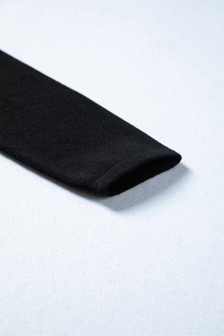 Black Asymmetric Neck Batwing Sleeve Shift Mini Sweater Dress