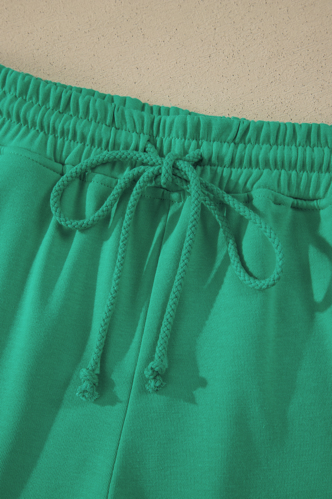 Mist Blue Solid Color Loose Tee Drawstring Shorts 2pcs Outfit