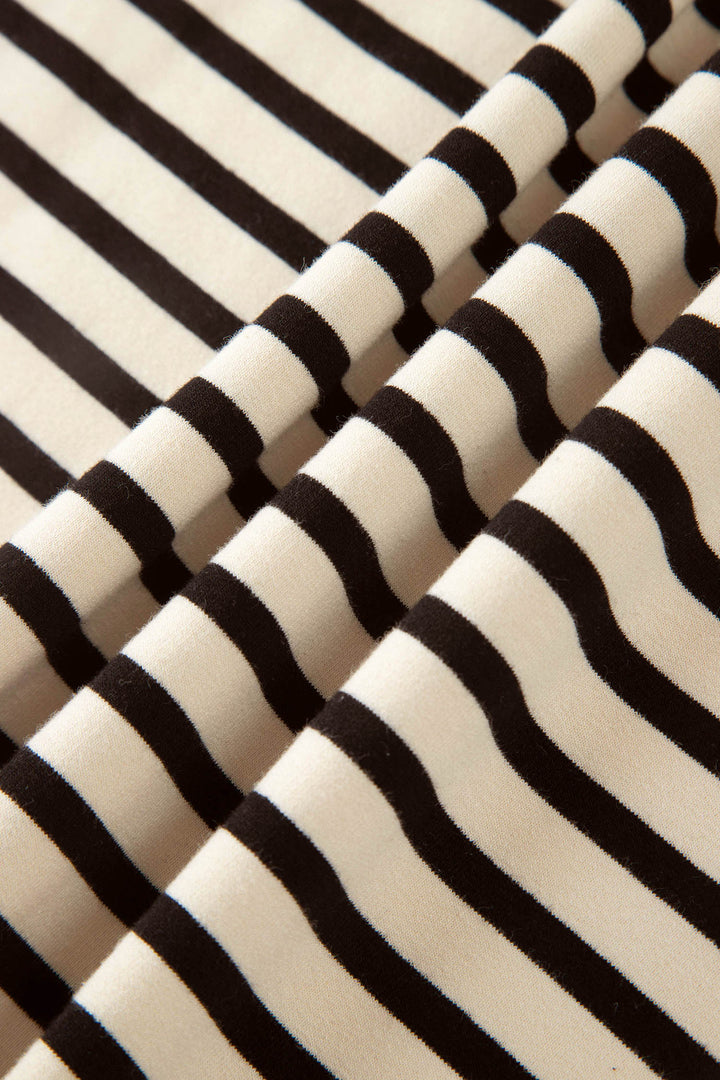 Black Stripe Ribbed Color Block Trim Zip Polo Tee Drawstring Shorts 2pcs Outfit