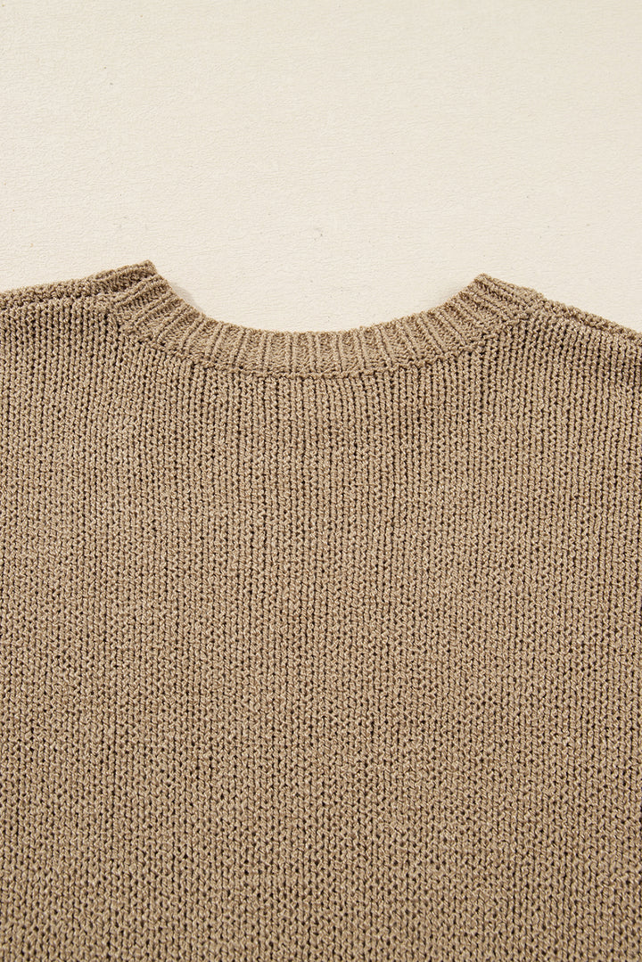 Pale Khaki Oversize Drop Shoulder Slouchy Sweater Dress