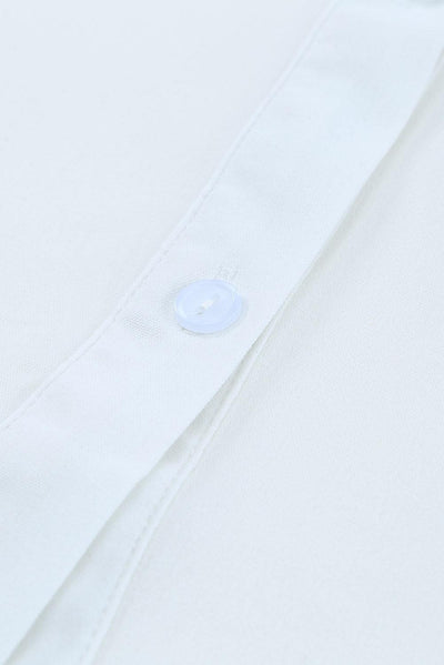 White Solid Pocket Long Sleeve Button-up Shirt