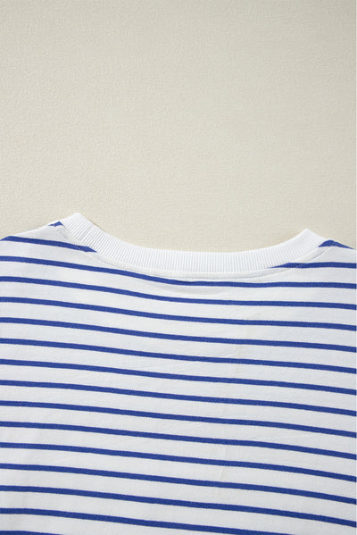 Blue Stripe Chenille FIRECRACKER Embroidered Sweatshirt