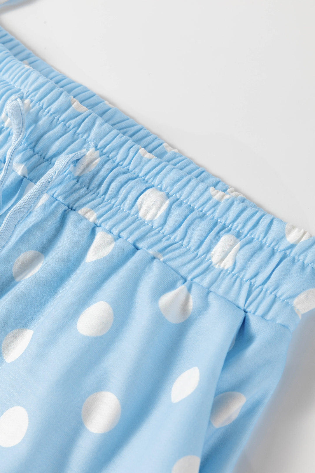 Beige Polka Dot Oversized Top Drawstring Short Set