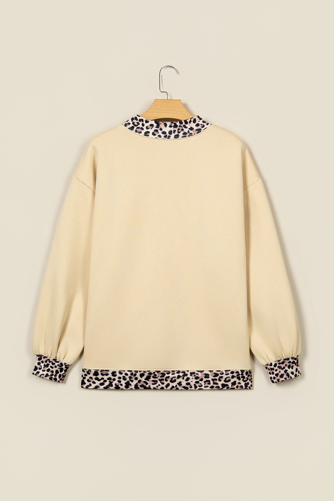 Coffee Polka Dot Trim High Neck BLESSED Letter Graphic Baggy Sweatshirt