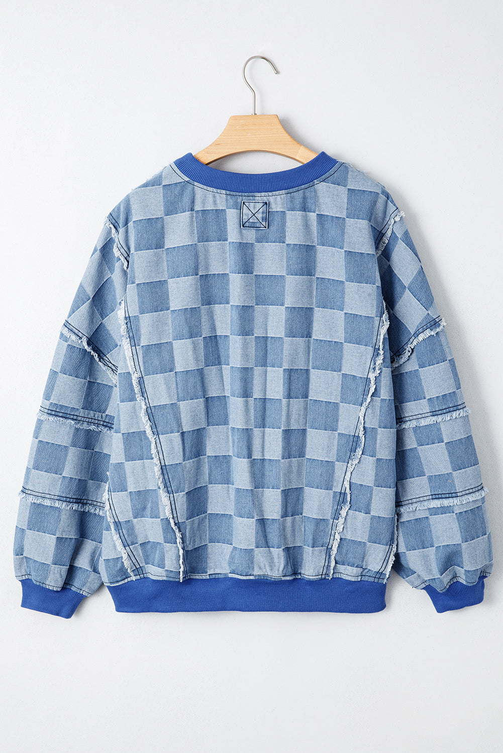 Jessica Checkerboard Oversized Denim Pullover