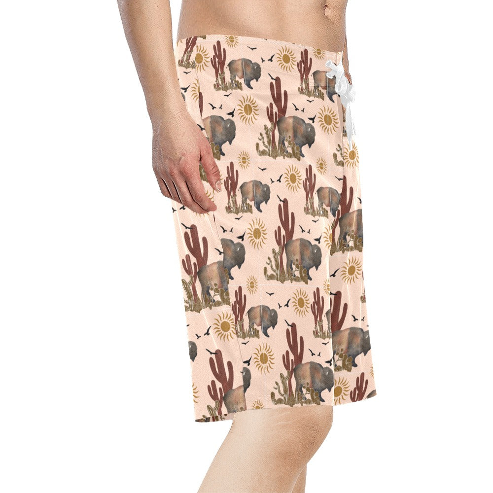 Desert Bison Men's Beach Board Shorts