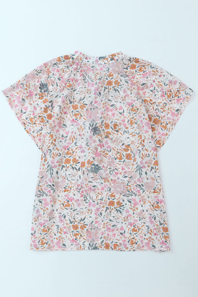 Multicolor Floral Mandarin Collar Top