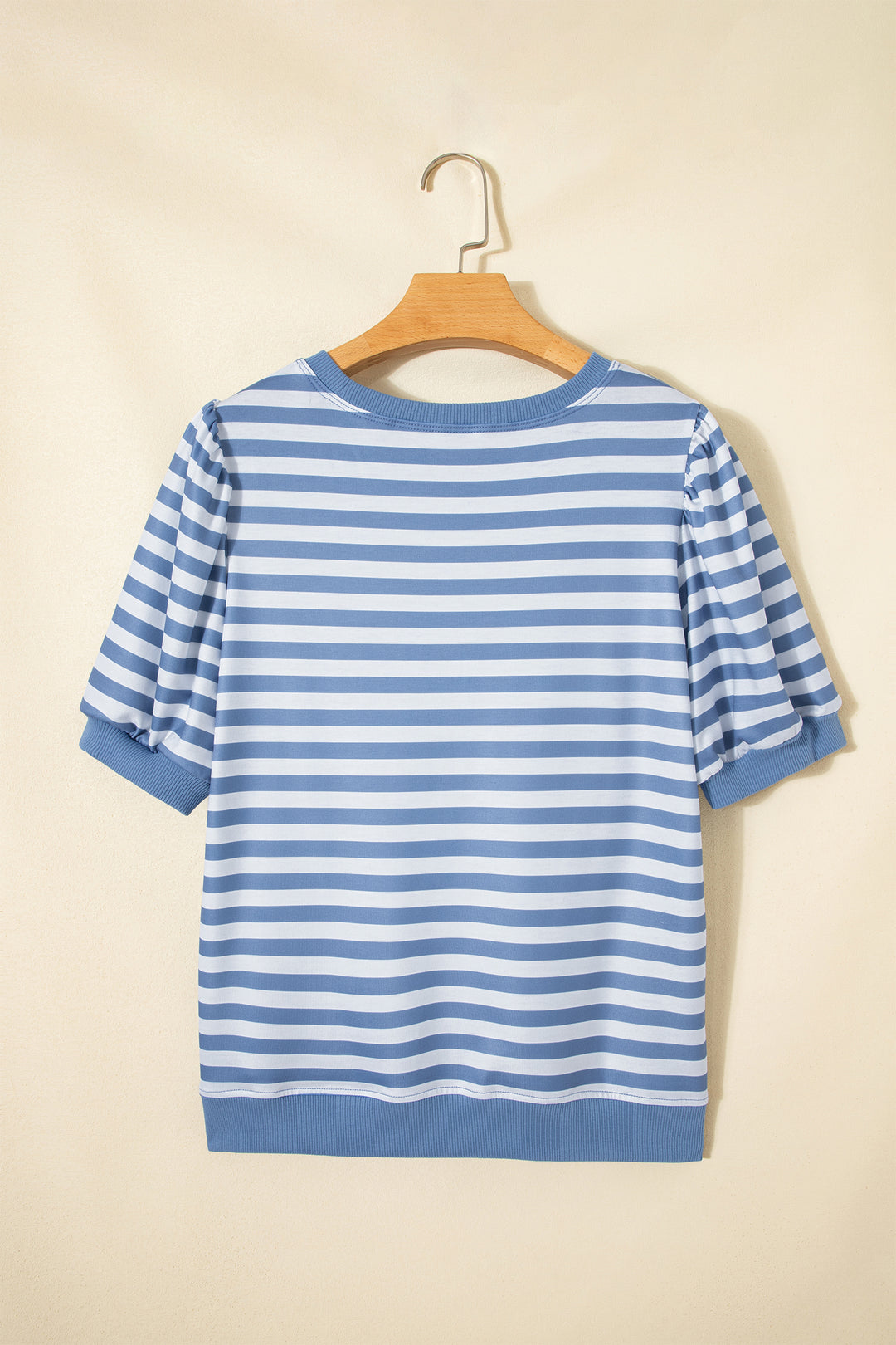 Orange Stripe Short Bubble Sleeve T Shirt