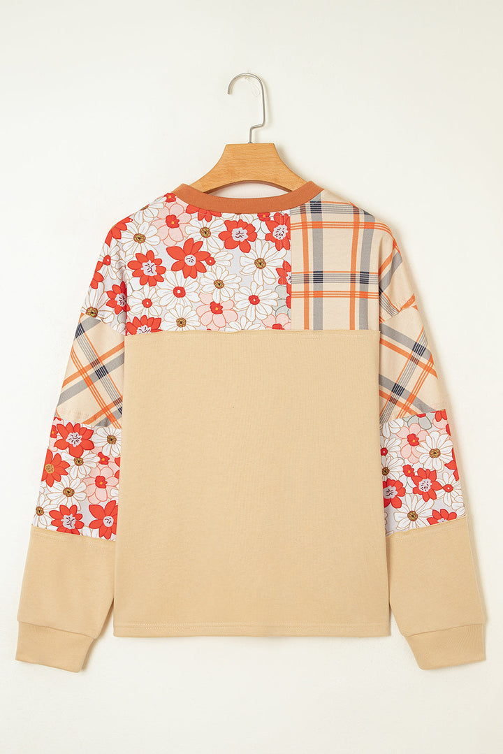 Azari Plaid Patchwork Casual Top