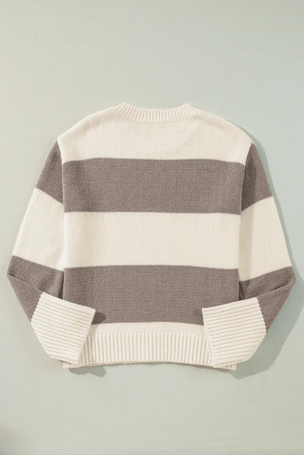 Color Block Round Neck Sweater