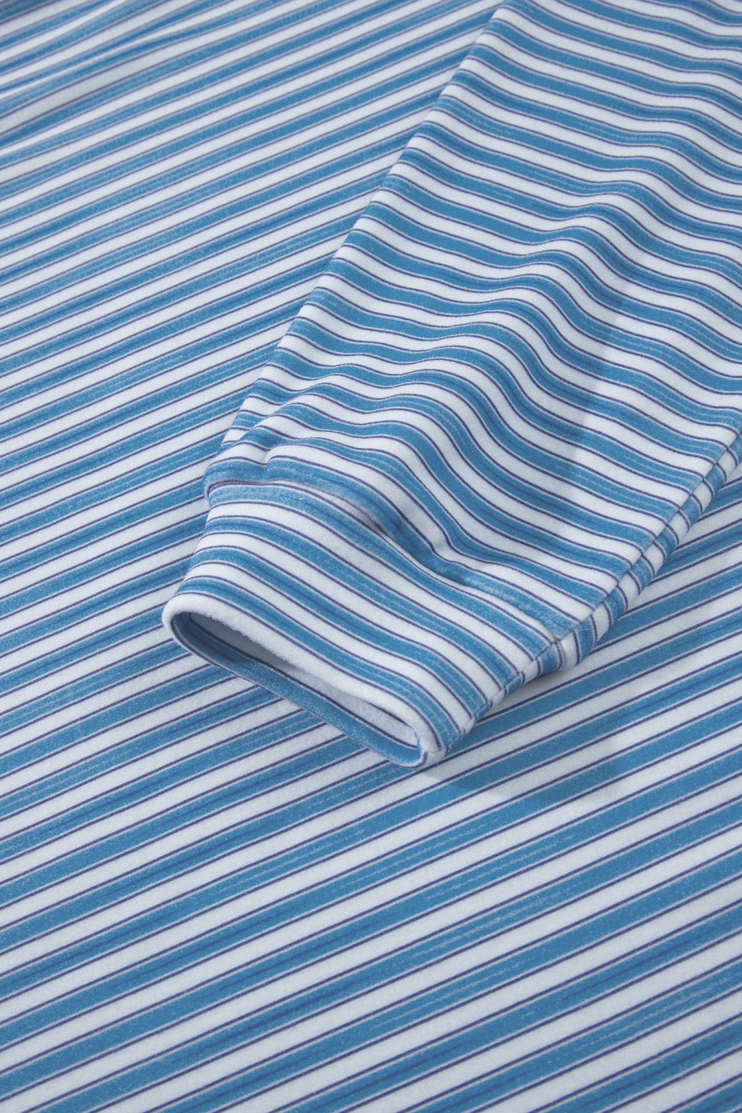 Sky Blue Stripe Long Sleeve Oversized Top Pocketed Casual Shorts Two Piece Set