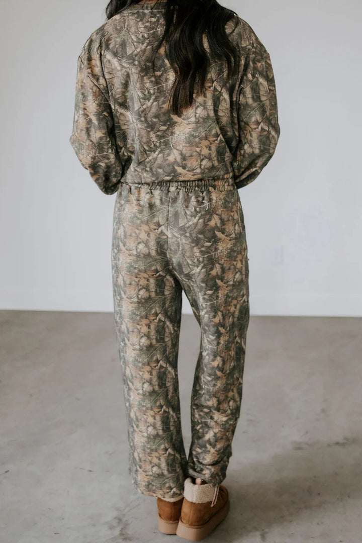 Green Abstract Print Long Sleeve Pant Set