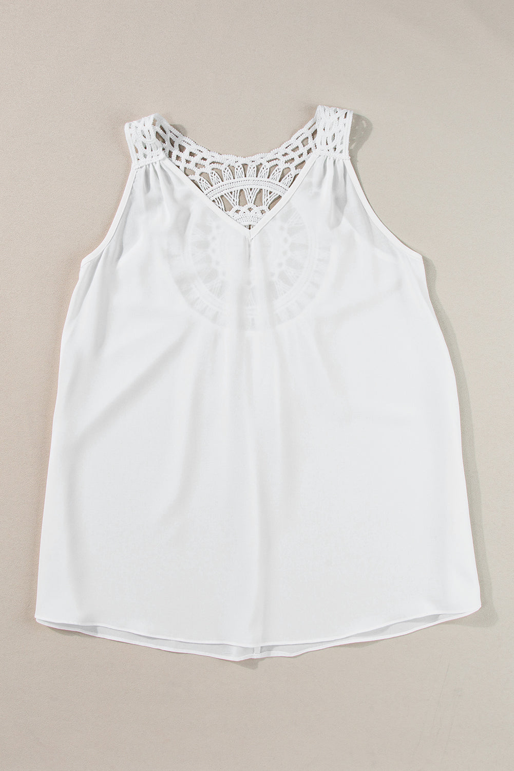 White Bohemian Crochet Patchwork Sleeveless Tunic