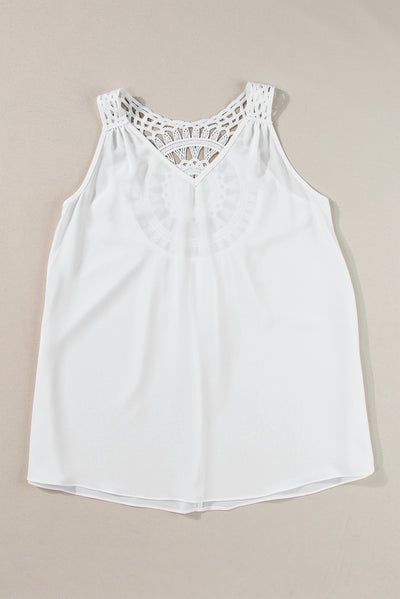 White Bohemian Crochet Patchwork Sleeveless Tunic