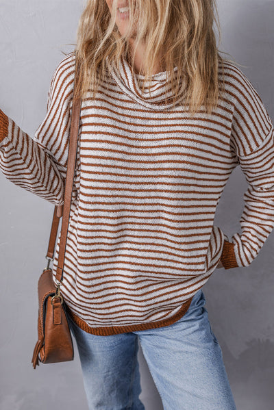 Alaia Striped Turtleneck Loose Sweater