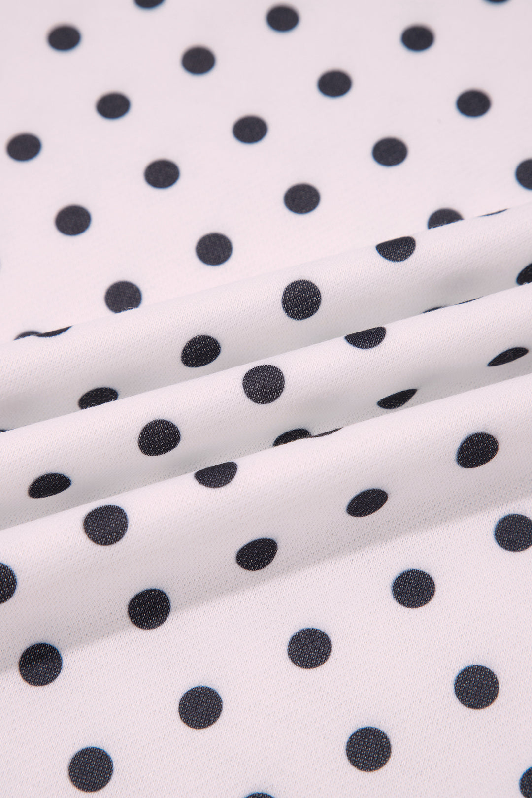 White Casual Polka Dot Mock Neck Sweatshirt