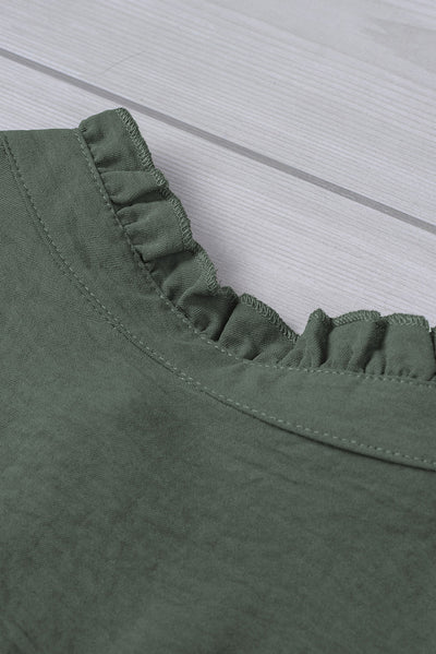 Green Frilled Tank Top with Buttons