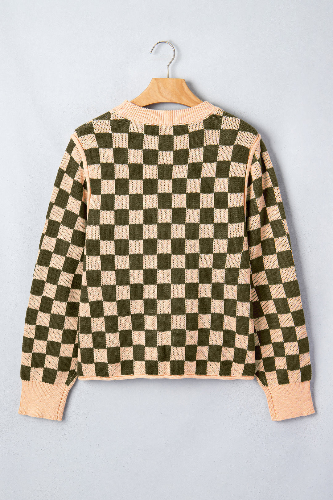 Multicolour Drop Shoulder Plaid Knit Long Sleeve Sweater