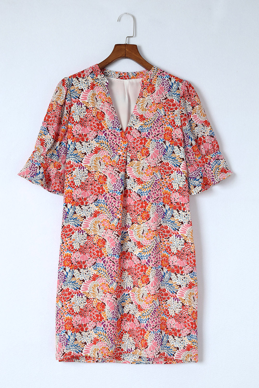 Multicolor Boho Floral Printed Flutter Sleeve Dress