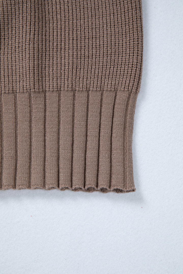 Goat Mixed Texture Knit Button V Neck Sweater Cardigan