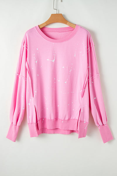 Bonbon Splash Spots Exposed Seam Baggy Sweatshirt