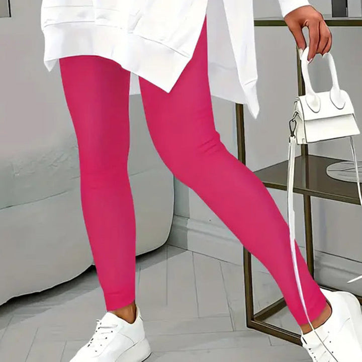 Casual 2-Piece Set Solid Color Leggings &amp; Letter Print Hooded Sweatshirt