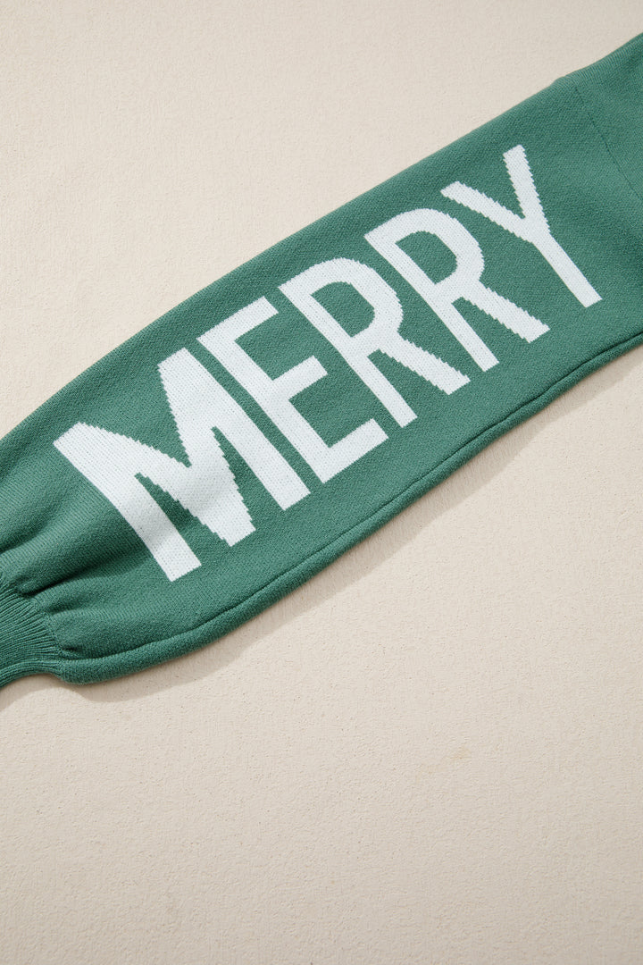 Fiery Red HO HO HO MERRY CHRISTMAS Drop Shoulder Loose Sweater