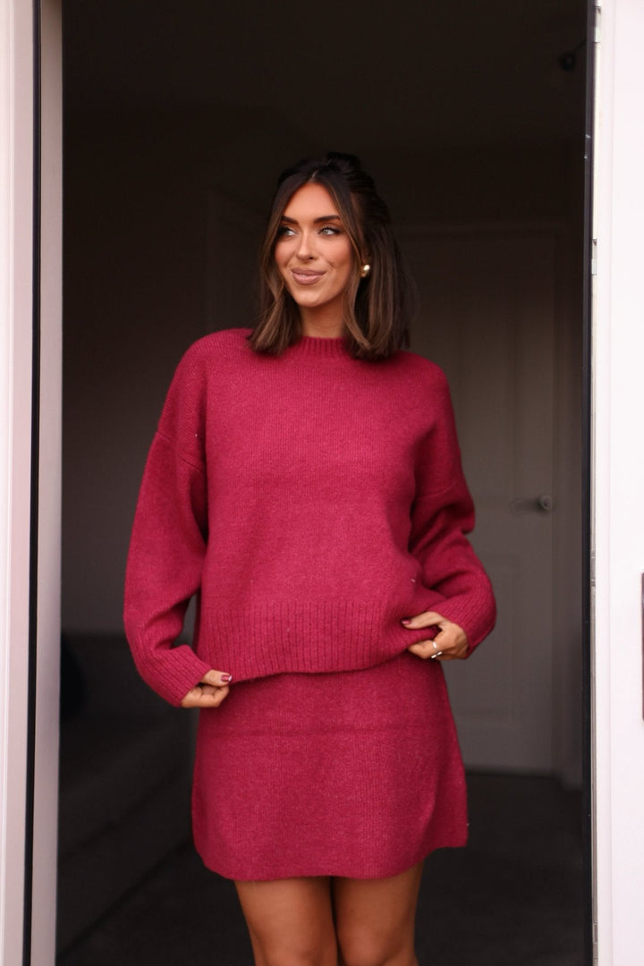 Berry Sweater Mini Skirt-FINAL SALE