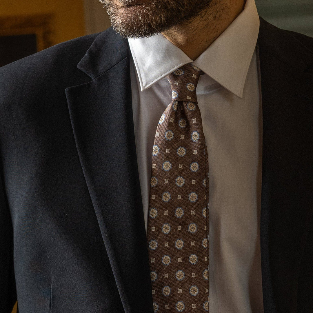 Antinori - Printed Silk Tie - Brown