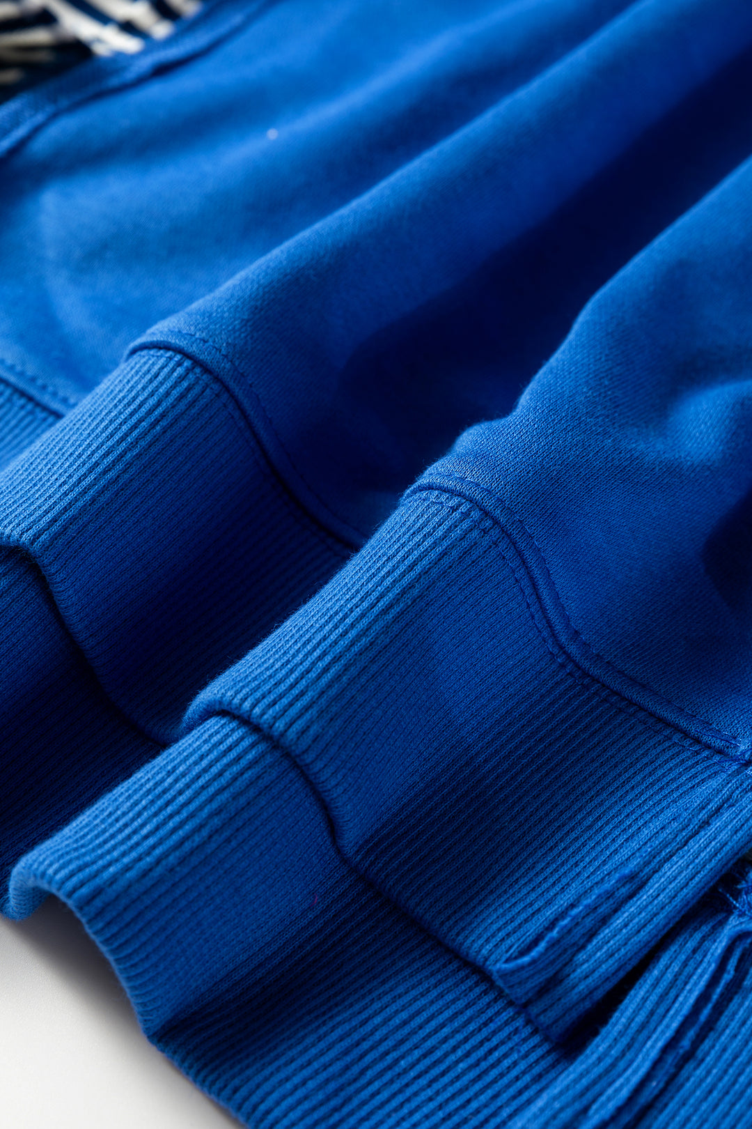 Dark Blue Striped Patchwork Sleeve Colorblock Sweatshirt