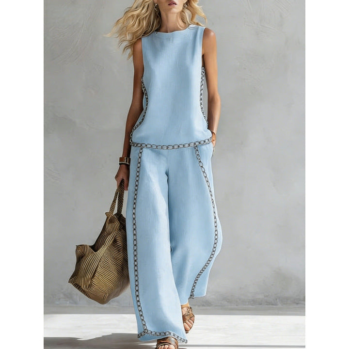 Printed Retro Sleeveless Top &amp; Wide-Leg Pants Set | 12 Prints S–5XL