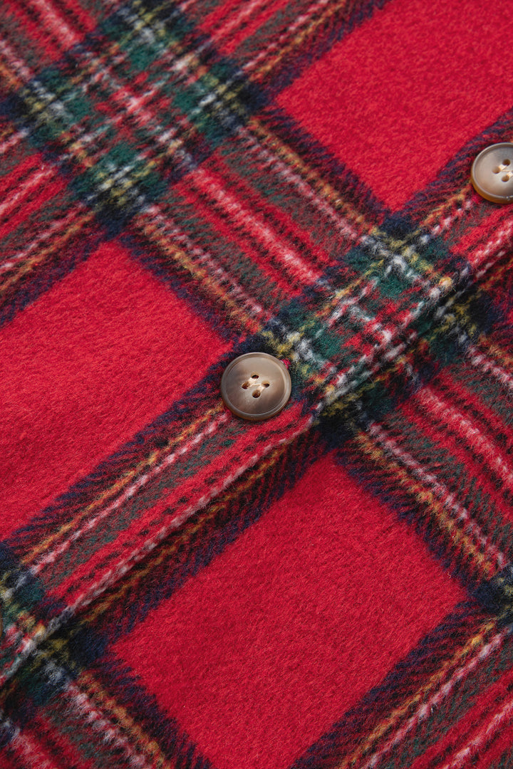 Red Plaid Button Front Shacket