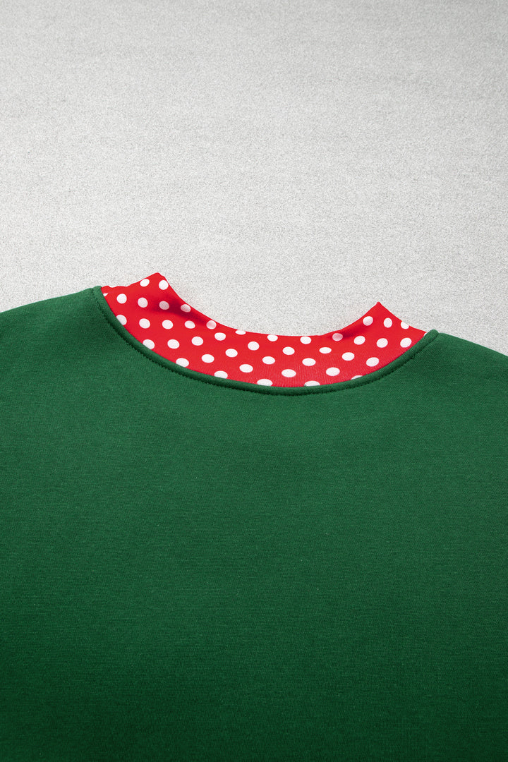 Orange Polka Dot Patchwork Round Neck Plus Size Sweatshirt