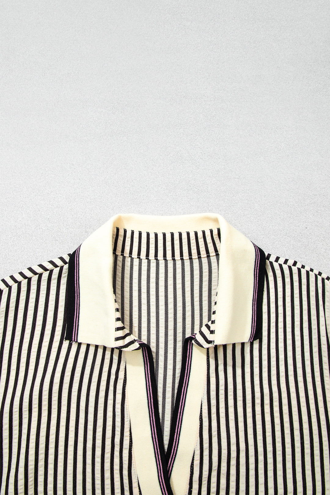 Black Stripe Patchwork Striped V Neck Tunic Plus Size Blouse
