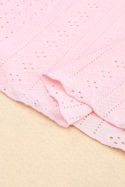 Pink Eyelet Strappy Scoop-Neck Tank Top