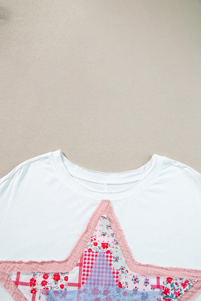 White Star Patchwork Loose T-shirt