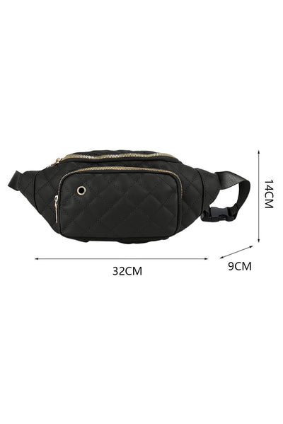 Black Rhombus Pattern Simple Waist Bag