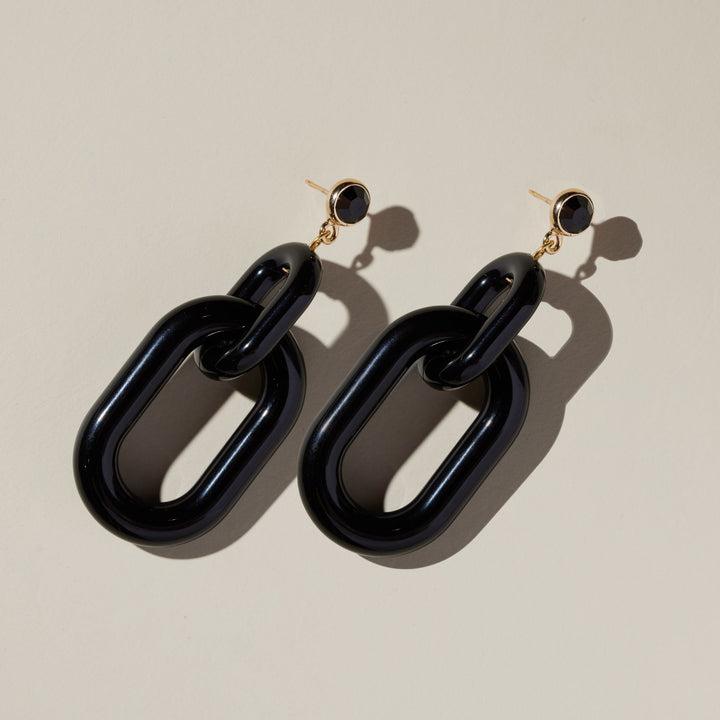Black Bianca Acrylic Chain Earrings