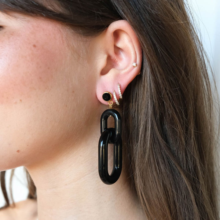 Black Bianca Acrylic Chain Earrings