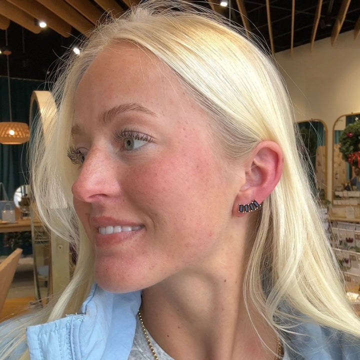 Black Crystal Baguette Ear Climber
