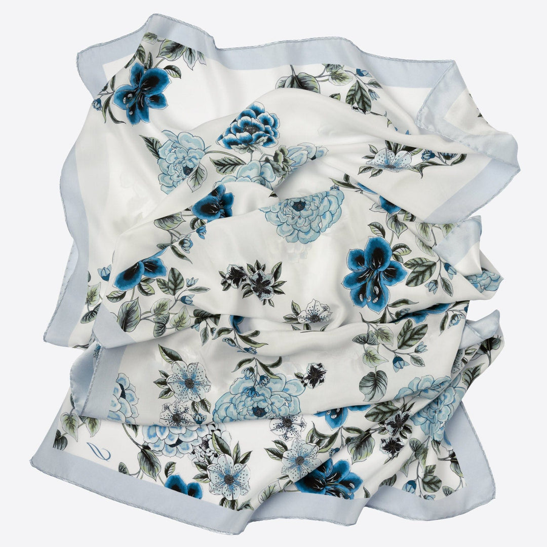 Bella - Silk Scarf Shawl - Blue