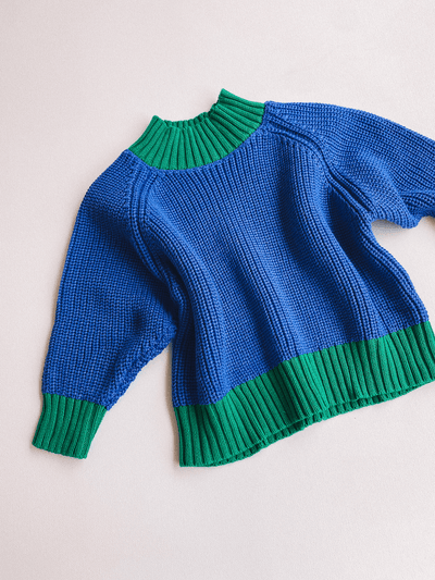 colorblock sweater - blue/green