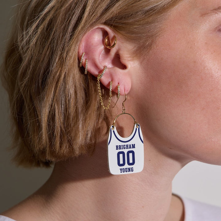 Brigham Young University White Cosmo Jersey Earrings