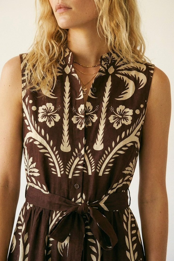 Cocoa Palm Belted Maxi Dress